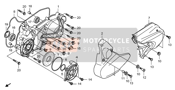 Honda NSS250S 2011 LINKE KURBELGEHÄUSEABDECKUNG für ein 2011 Honda NSS250S